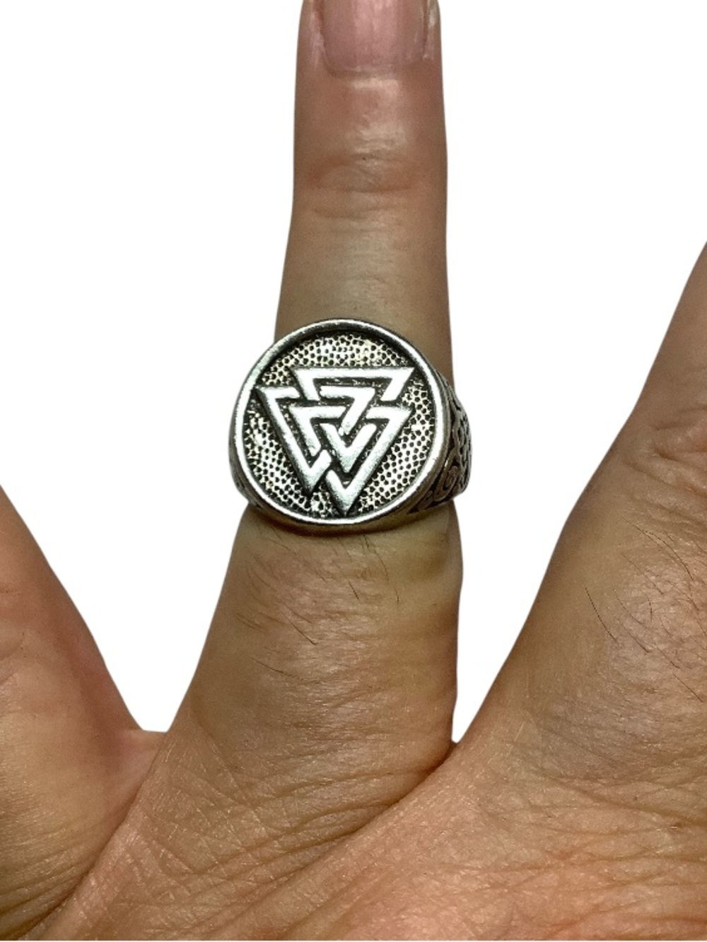 Silver Plated Valknut unisex Signet Ring Size 9